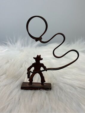 (135)Rustic Brown Cowboy Photo Holder - Decorative Home Art